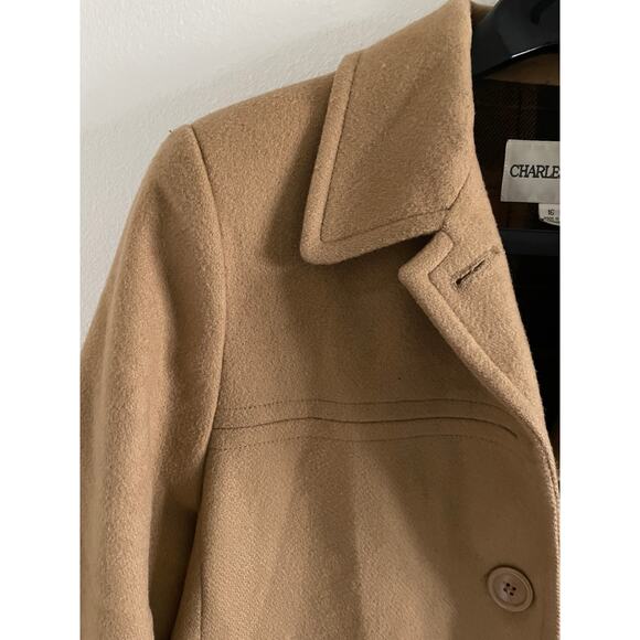 Charles Klein Camel Hair Wool Coat Jacket Size 16 Classic Tailored Outerwear - Picture 3 of 10